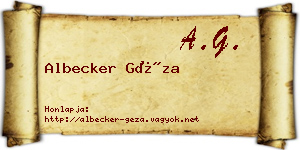 Albecker Géza névjegykártya