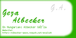 geza albecker business card